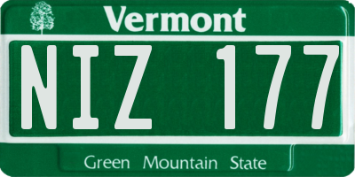 VT license plate NIZ177