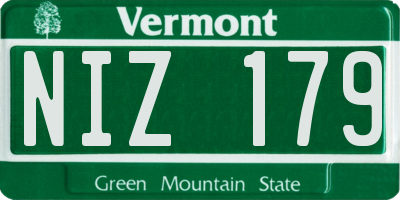 VT license plate NIZ179