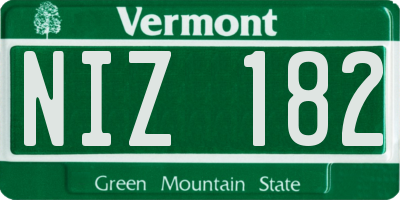 VT license plate NIZ182