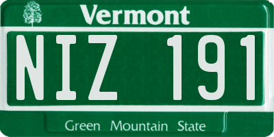 VT license plate NIZ191