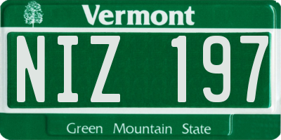VT license plate NIZ197