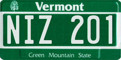 VT license plate NIZ201