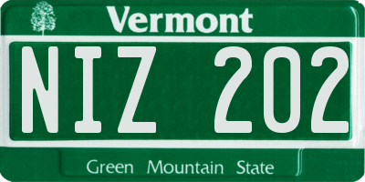 VT license plate NIZ202