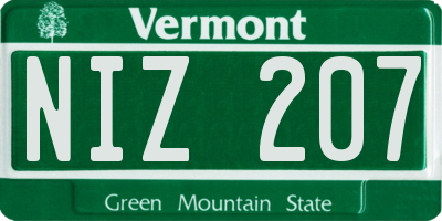VT license plate NIZ207