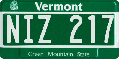 VT license plate NIZ217