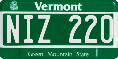 VT license plate NIZ220