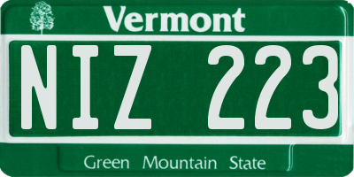 VT license plate NIZ223