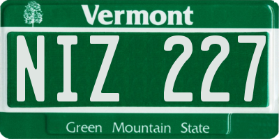 VT license plate NIZ227