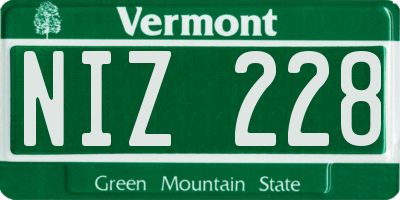 VT license plate NIZ228