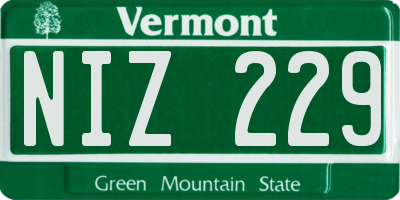 VT license plate NIZ229