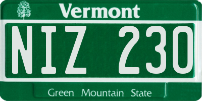 VT license plate NIZ230