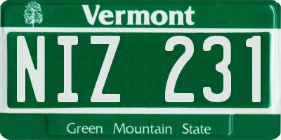 VT license plate NIZ231