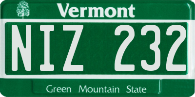 VT license plate NIZ232