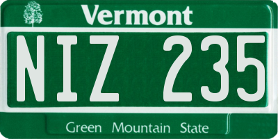 VT license plate NIZ235