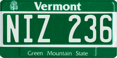 VT license plate NIZ236