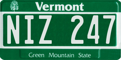 VT license plate NIZ247
