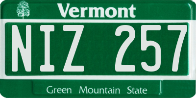 VT license plate NIZ257