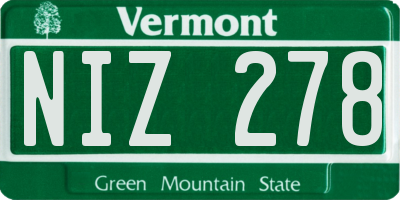 VT license plate NIZ278