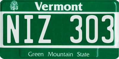VT license plate NIZ303