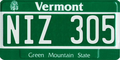 VT license plate NIZ305