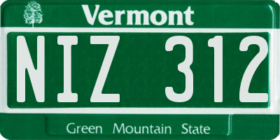 VT license plate NIZ312
