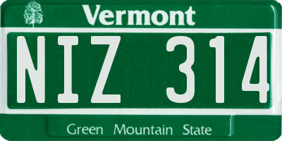 VT license plate NIZ314