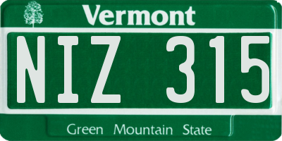 VT license plate NIZ315