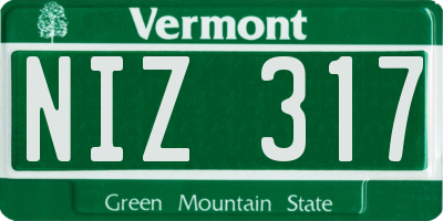 VT license plate NIZ317