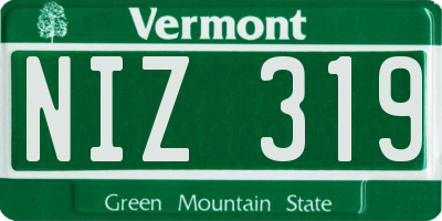 VT license plate NIZ319