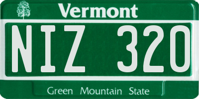 VT license plate NIZ320