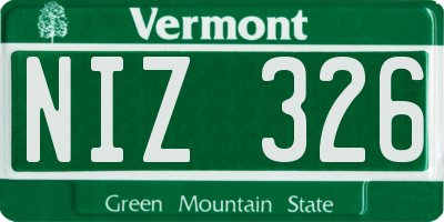 VT license plate NIZ326
