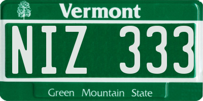 VT license plate NIZ333