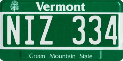VT license plate NIZ334