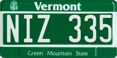 VT license plate NIZ335