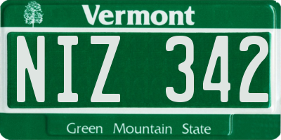 VT license plate NIZ342