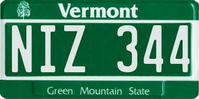 VT license plate NIZ344