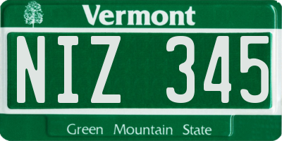 VT license plate NIZ345