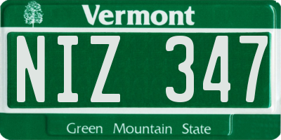 VT license plate NIZ347