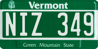 VT license plate NIZ349