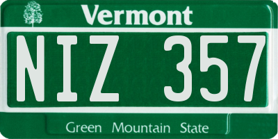 VT license plate NIZ357