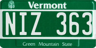 VT license plate NIZ363