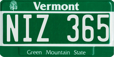 VT license plate NIZ365