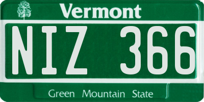 VT license plate NIZ366