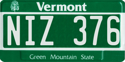 VT license plate NIZ376