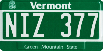 VT license plate NIZ377