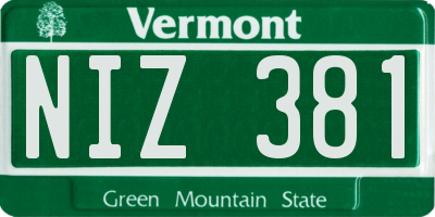 VT license plate NIZ381