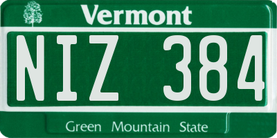 VT license plate NIZ384