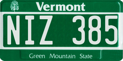 VT license plate NIZ385
