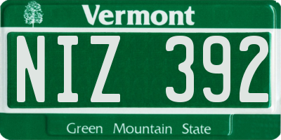 VT license plate NIZ392