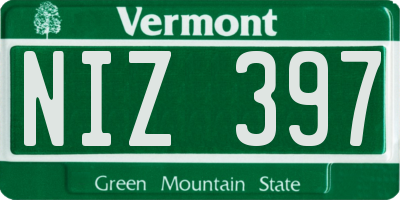VT license plate NIZ397